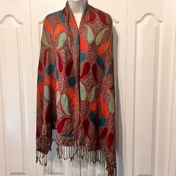 Pashmina Cashmere Scarf-Beautiful Bright Colors-27" x 86"- Warm/Cozy-Versatile - Picture 6 of 16